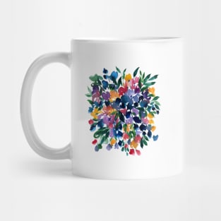 Modern Blue And Purple Florals, Abstract Watercolor Flowers  Bouquet Mug